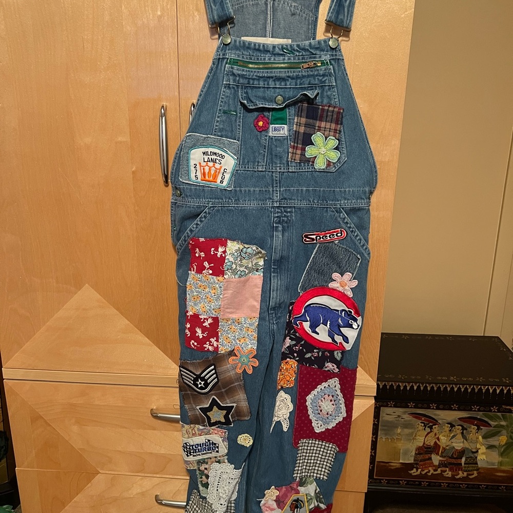 Eclectic Patchwork Denim Overalls - image 3